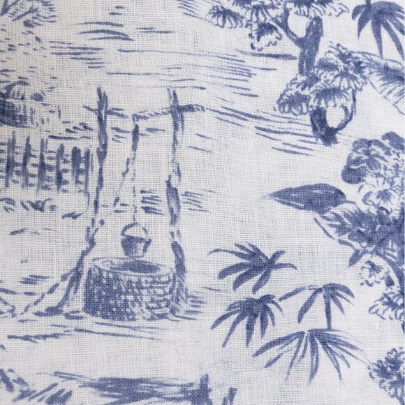 Joie Shirt Linen Short Sleeve Button Up Blue White Tropical Print - Picture 8 of 13